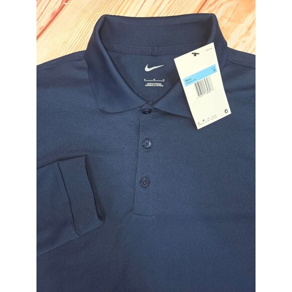 Nike Mens Golf Navy Long Sleeve Polo Shirt Medium - Picture 4 of 7